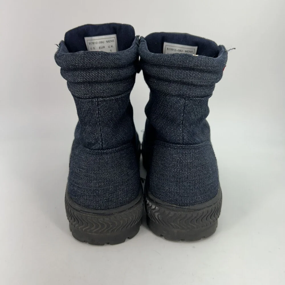 Levis Boots Mens Size 7 Blue Denim Combat Lace Up Ankle Casual Rugged Sole